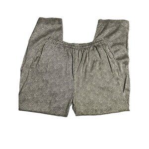Leopard Print Pants S Elastic Waist Relaxed Fit Lightweight Silk